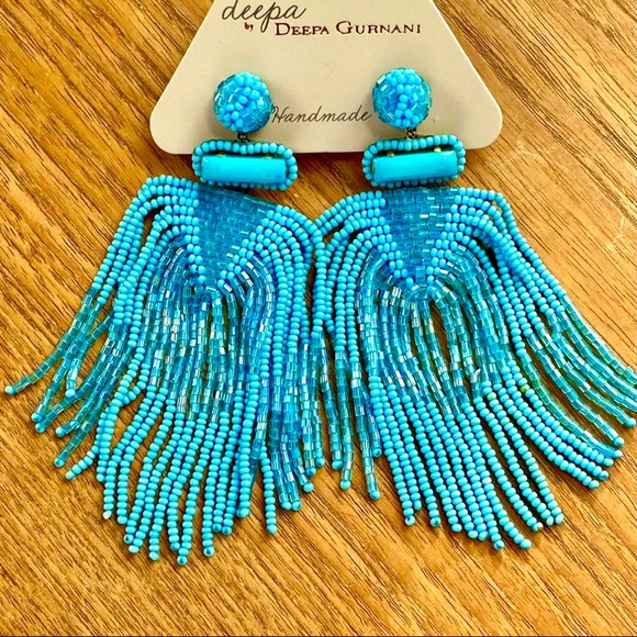 NWT Deepa Gurnani Beaded Fringe Chandeliers - Picture 5 of 12